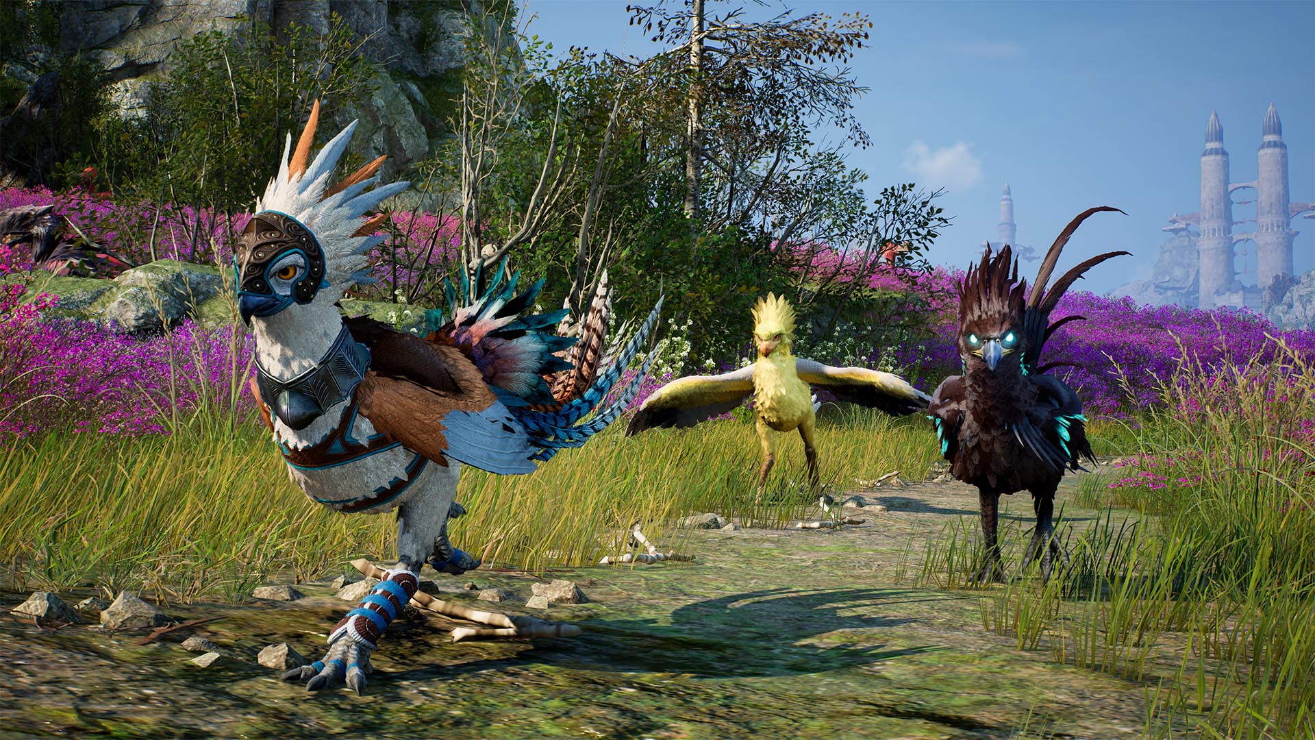 Several players running as bird morphs